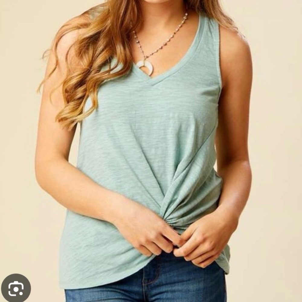 Altar'd State Blue Gray Twist-Front V-Neck Tank